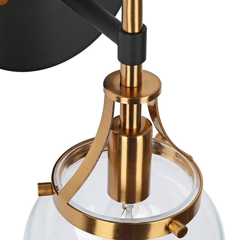 Image 3 Aiglitis 10 1/2"H Matte Black and Plating Brass Wall Sconce more views
