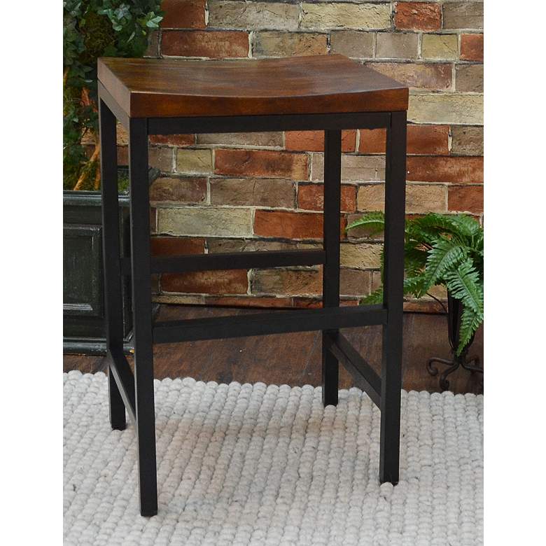 Image 2 Aileen 24" Warm Chestnut Wood Counter Stool