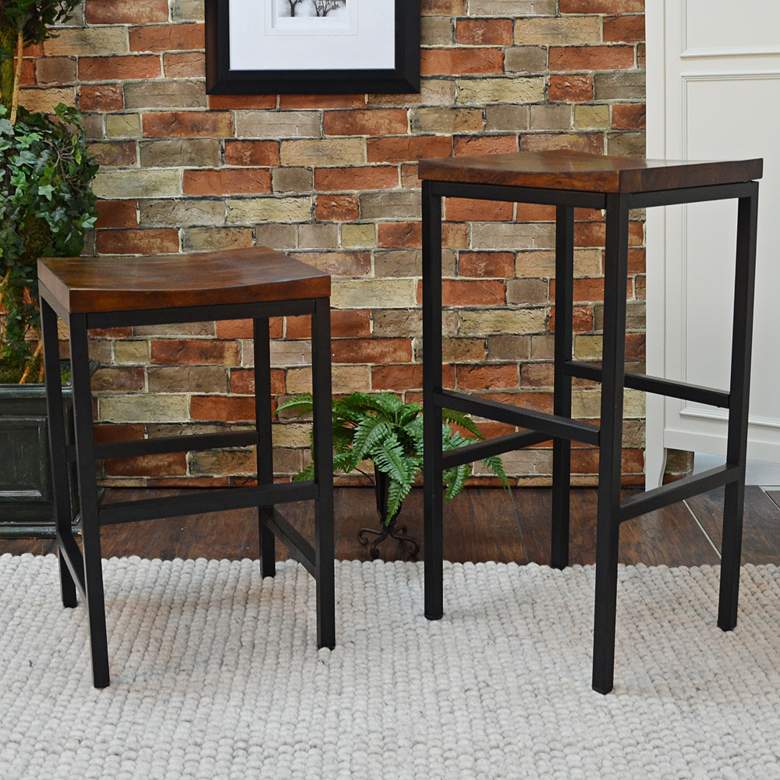 Image 7 Aileen 24" Warm Chestnut Wood Counter Stool more views