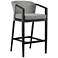Aileen 30" Black and Gray Wicker Outdoor Bar Stool