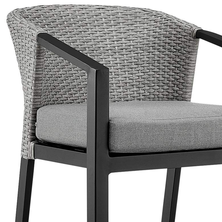 Image 3 Aileen 30" Black and Gray Wicker Outdoor Bar Stool more views