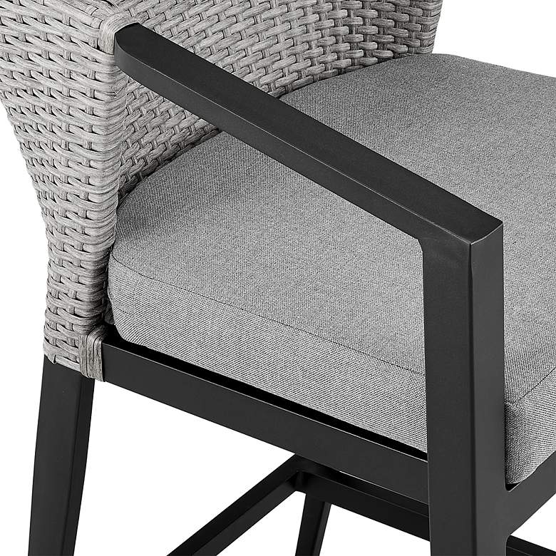 Image 4 Aileen 30" Black and Gray Wicker Outdoor Bar Stool more views