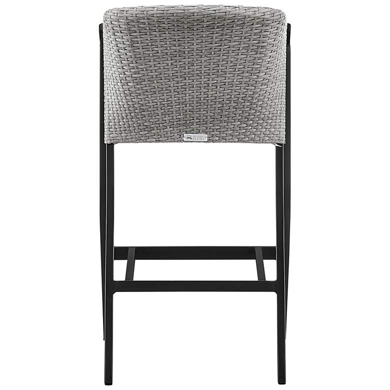 Image 6 Aileen 30" Black and Gray Wicker Outdoor Bar Stool more views