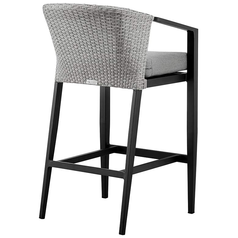 Image 7 Aileen 30" Black and Gray Wicker Outdoor Bar Stool more views