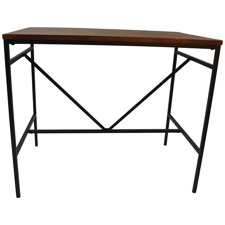 Image 2 Aileen 42" Wide Chestnut Wood Black Metal Rectangular Bar Table