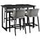 Aileen Outdoor 5-Piece Bar Table Set in Aluminum with Grey Cushions