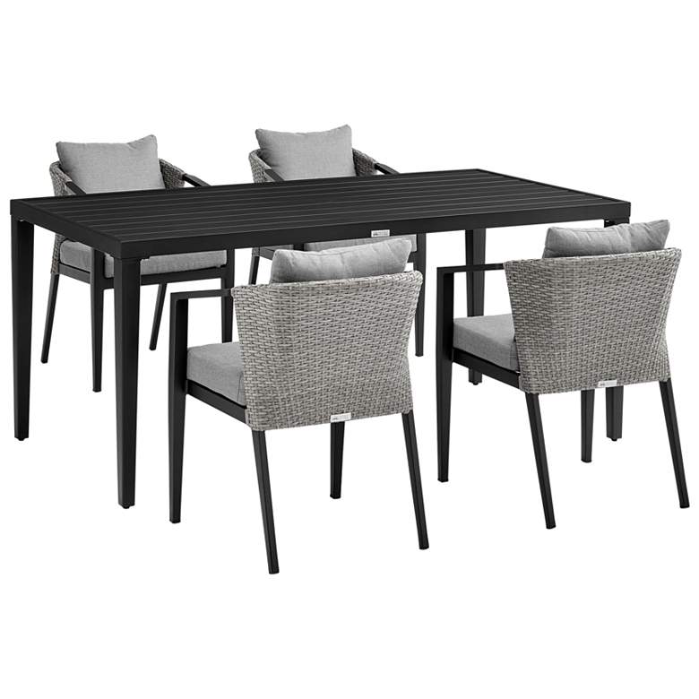 Image 1 Aileen Outdoor 5-Piece Dining Table Set in Aluminum and Wicker