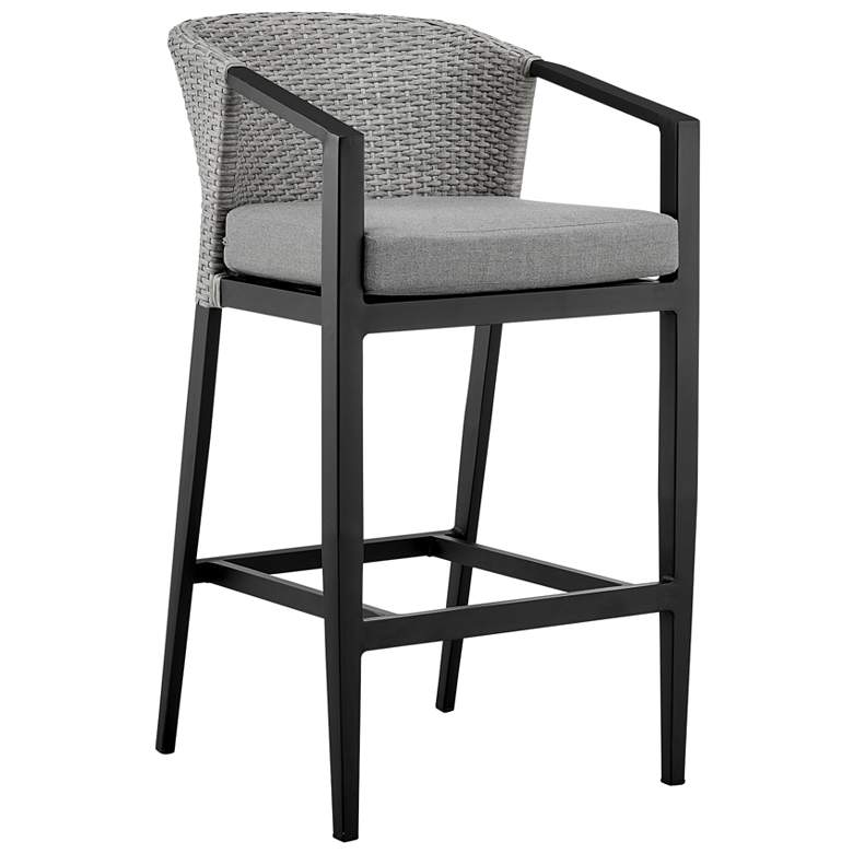 Image 1 Aileen Outdoor Counter Height Bar Stool in Aluminum and Wicker with Cushion