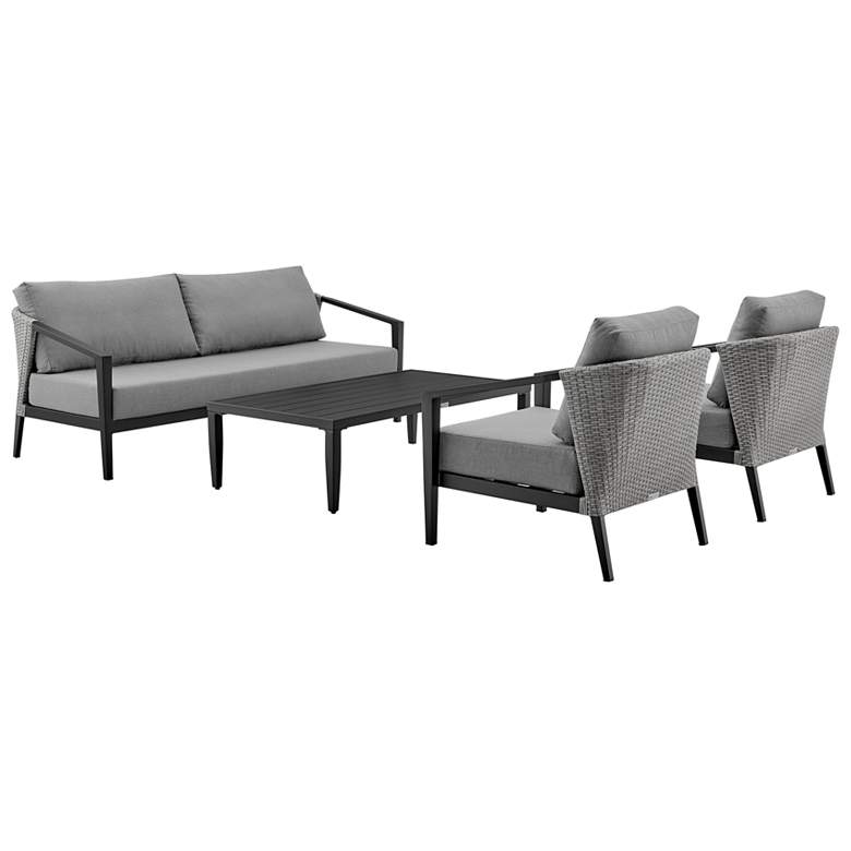 Image 1 Aileen Outdoor Patio 4-Piece Lounge Set in Aluminum and Wicker