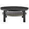 Aileen Outdoor Patio Round Coffee Table in Black Aluminum with Wicker Shelf