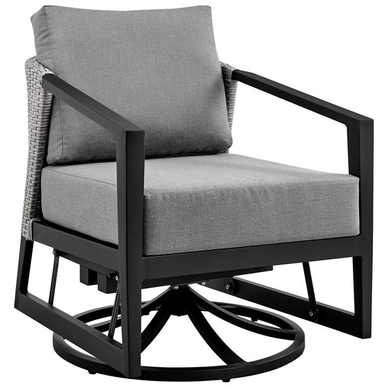 Image 1 Aileen Outdoor Patio Swivel Lounge Chair in Aluminum with Grey Cushions