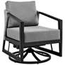 Aileen Outdoor Patio Swivel Lounge Chair in Aluminum with Grey Cushions