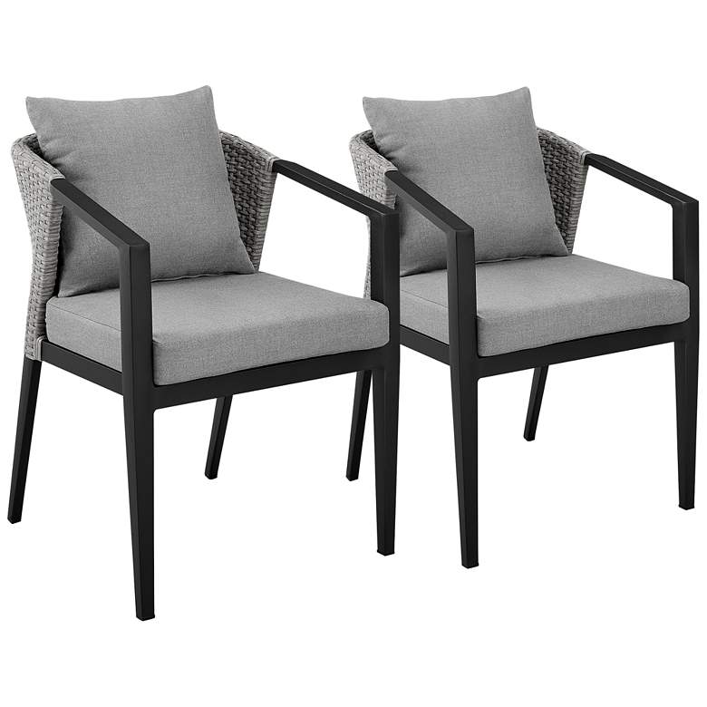 Image 2 Aileen Set of 2 Outdoor Patio Dining Chairs in Aluminum and Wicker