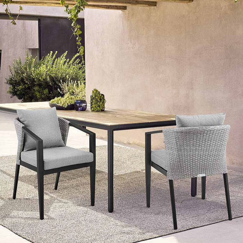 Image 1 Aileen Set of 2 Outdoor Patio Dining Chairs in Aluminum and Wicker