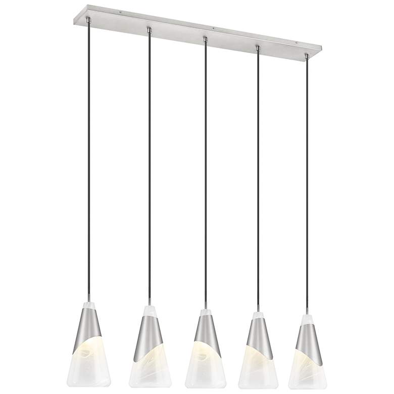 Image 1 Aimie by Z-Lite Brushed Nickel 5 Light Linear Chandelier