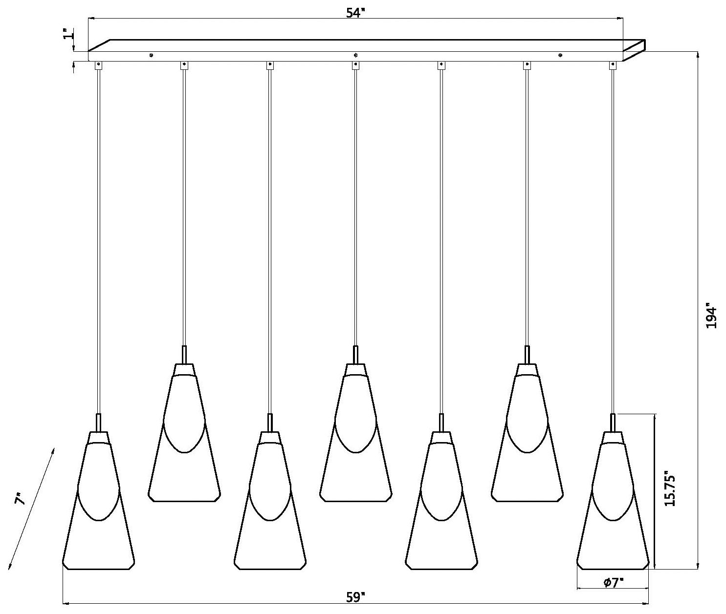 Aimie by Z-Lite Brushed Nickel 7 Light Linear Chandelier