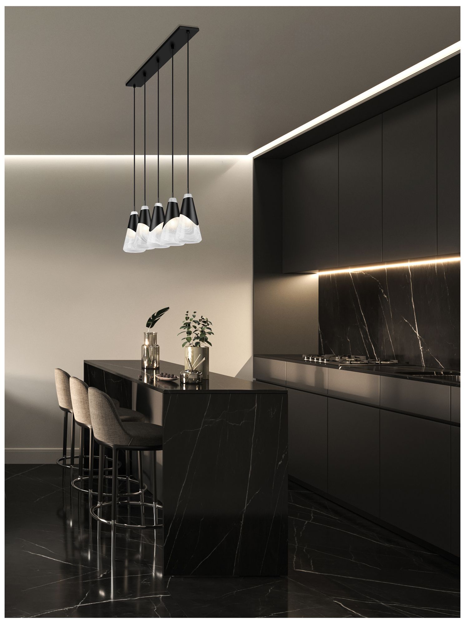 Image 3 Aimie by Z-Lite Matte Black 5 Light Linear Chandelier more views