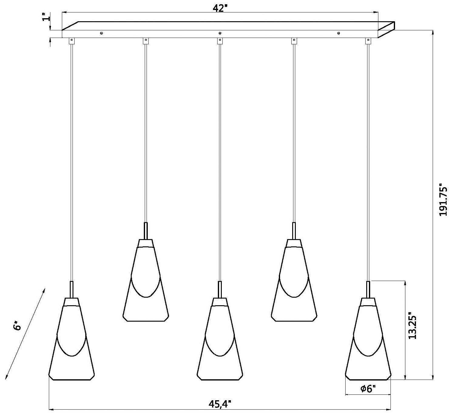 Aimie by Z-Lite Matte Black 5 Light Linear Chandelier
