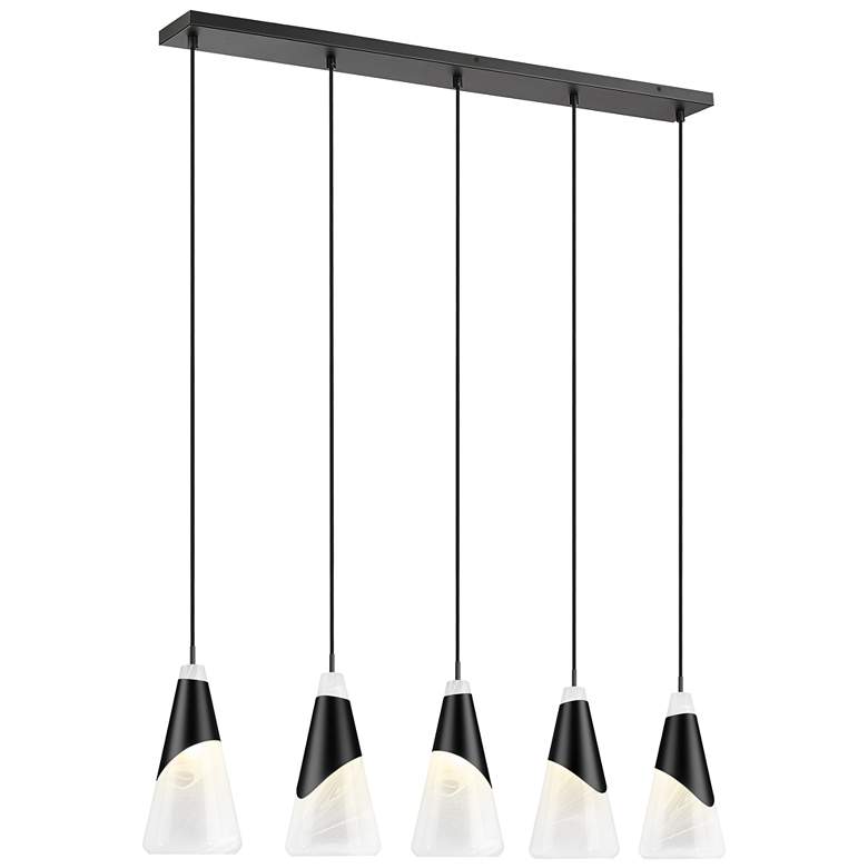 Image 1 Aimie by Z-Lite Matte Black 5 Light Linear Chandelier