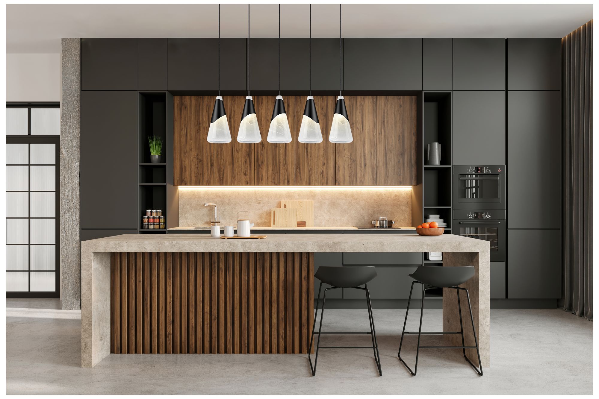 Image 2 Aimie by Z-Lite Matte Black 5 Light Linear Chandelier more views