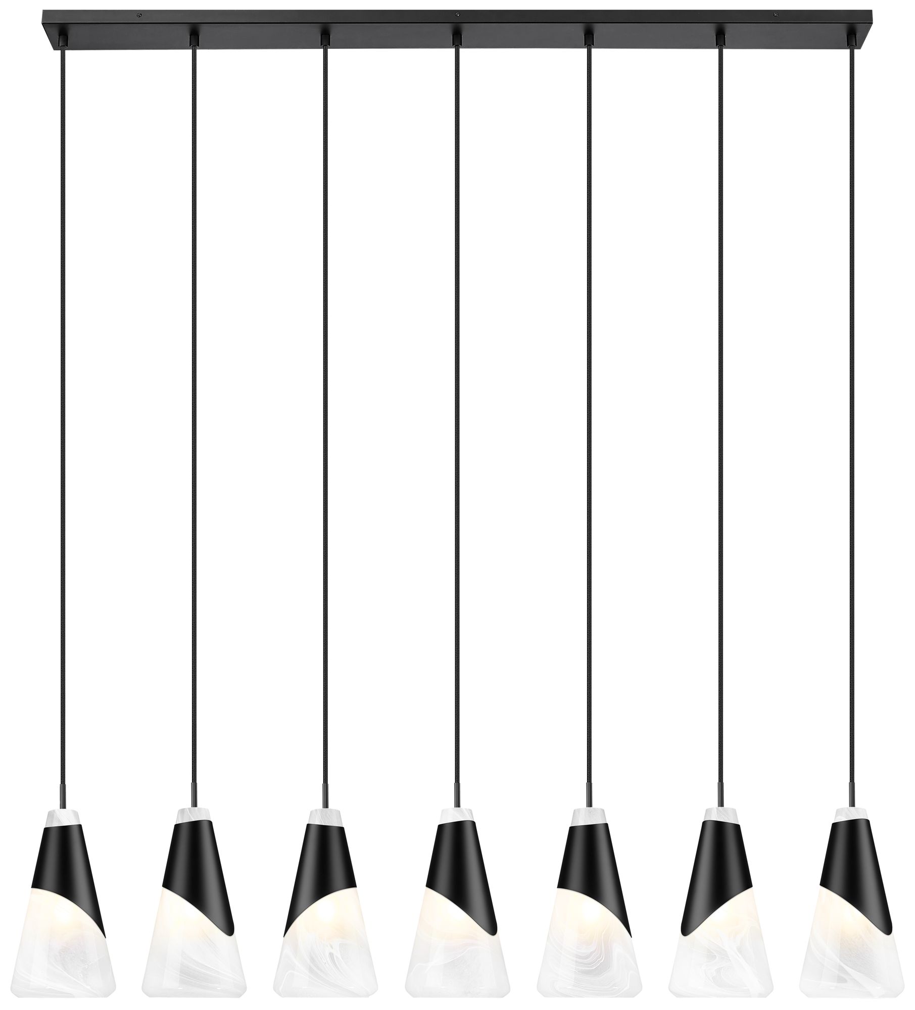 Aimie by Z-Lite Matte Black 7 Light Linear Chandelier