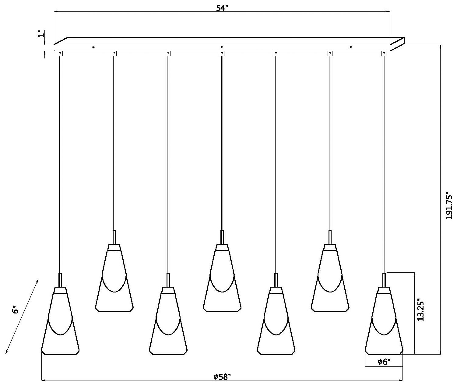 Aimie by Z-Lite Matte Black 7 Light Linear Chandelier