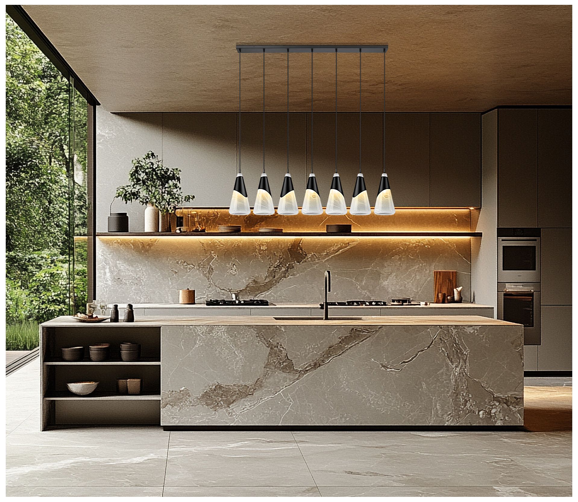 Image 2 Aimie by Z-Lite Matte Black 7 Light Linear Chandelier more views