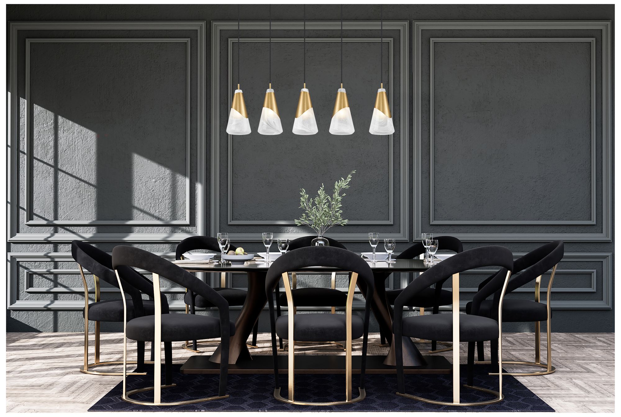 Image 3 Aimie by Z-Lite Modern Gold 5 Light Linear Chandelier more views