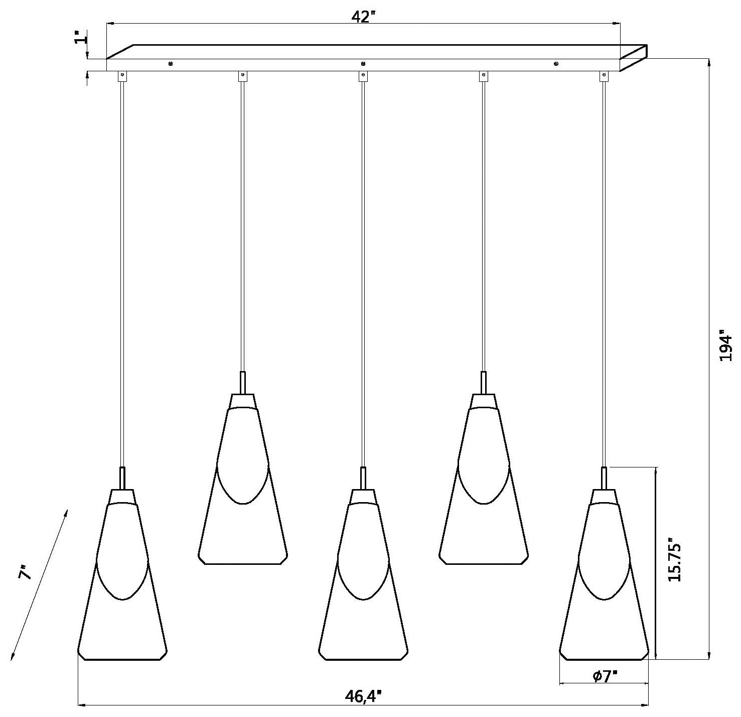 Aimie by Z-Lite Modern Gold 5 Light Linear Chandelier