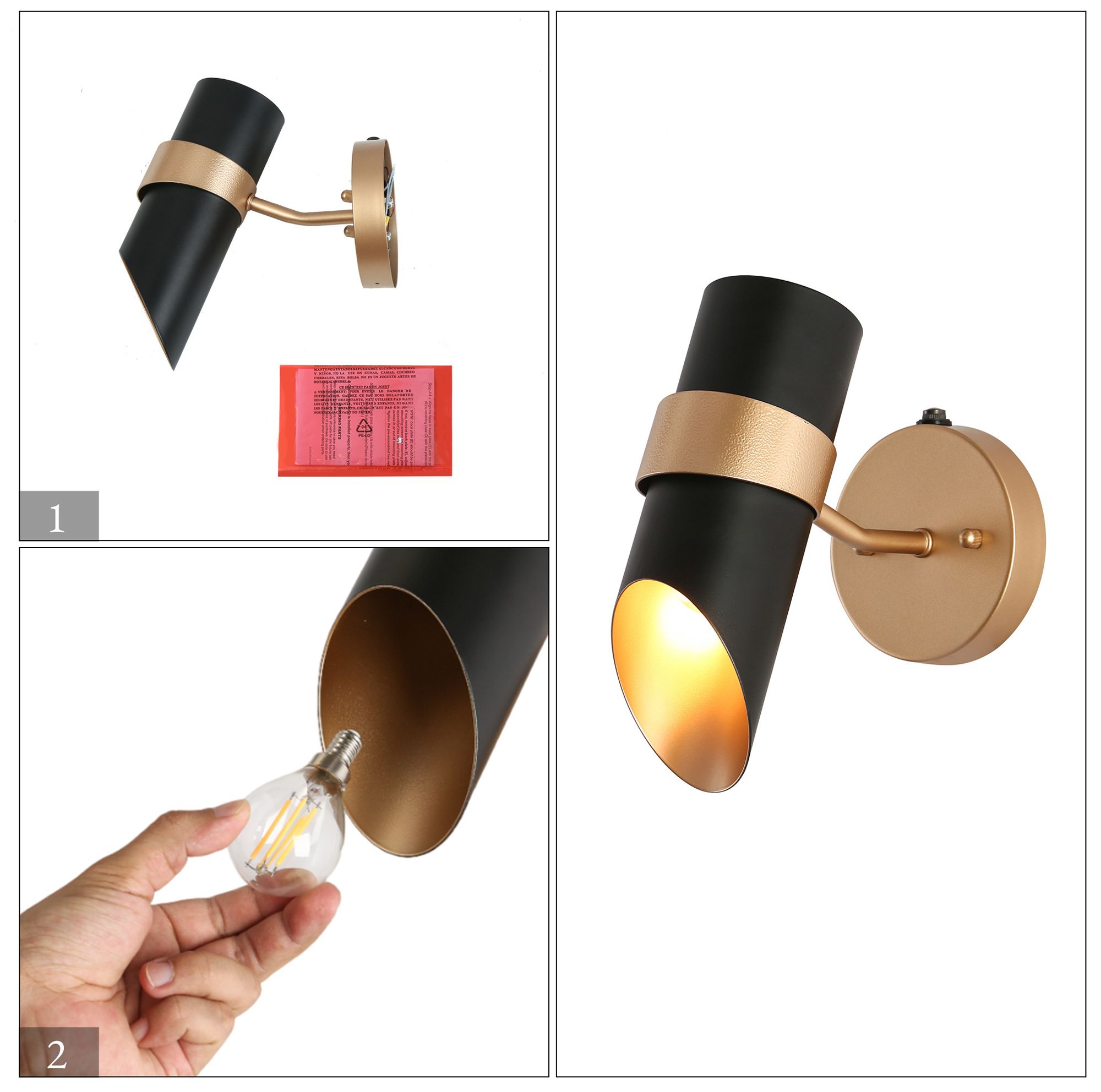 Image 6 Aimone 3.9" Wide Gold Black 1-Light Outdoor Wall Sconce more views