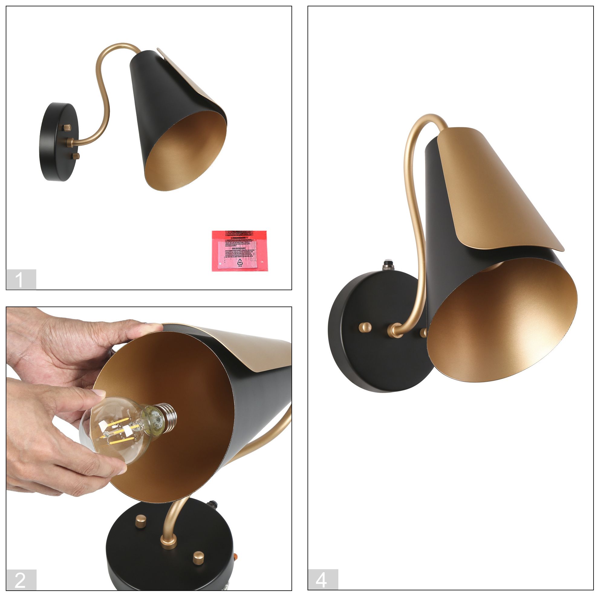 Image 7 Aimone 5.7" Wide Black Gold 1-Light Outdoor Wall Sconce more views