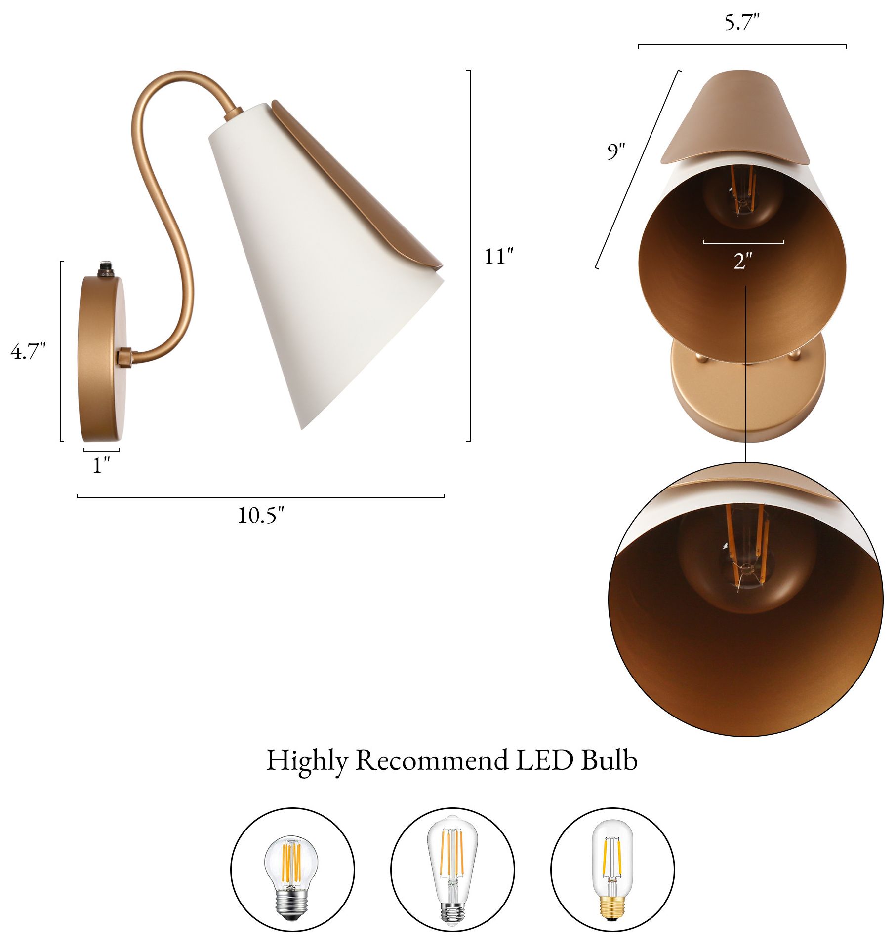 Image 2 Aimone 5.7" Wide White Gold 1-Light Outdoor Wall Sconce more views