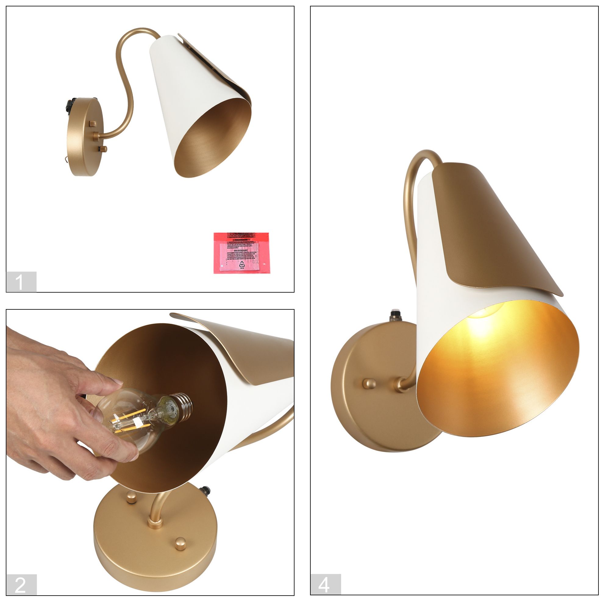 Image 6 Aimone 5.7" Wide White Gold 1-Light Outdoor Wall Sconce more views