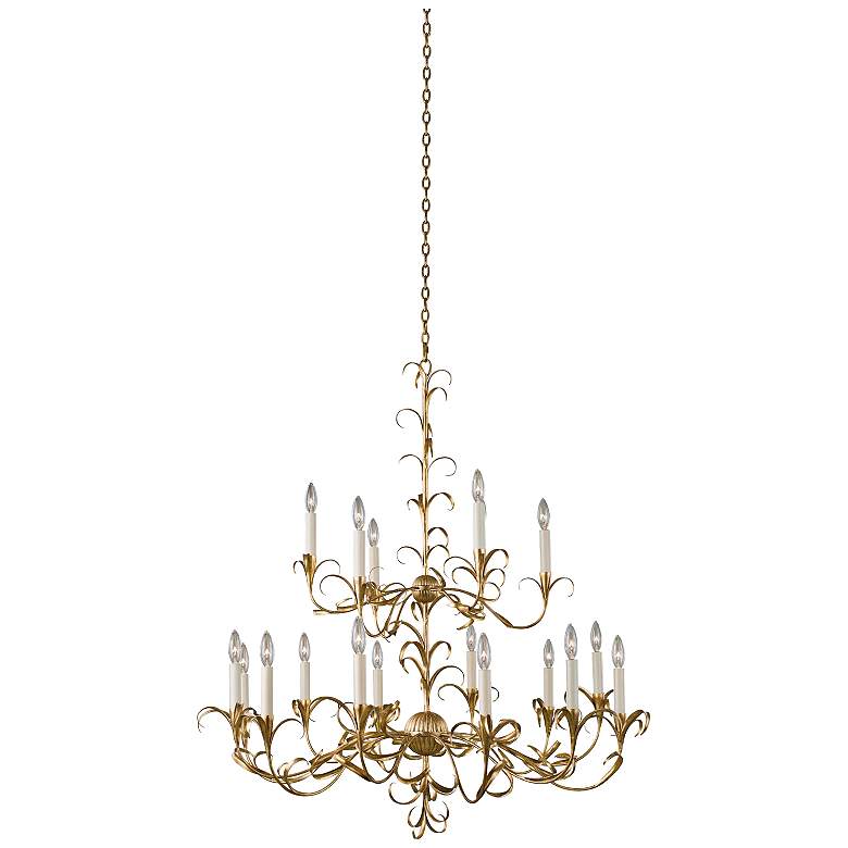 Image 1 Ainsley 44"W Oxidized Gold Leaf 18-Light 2-Tier Chandelier