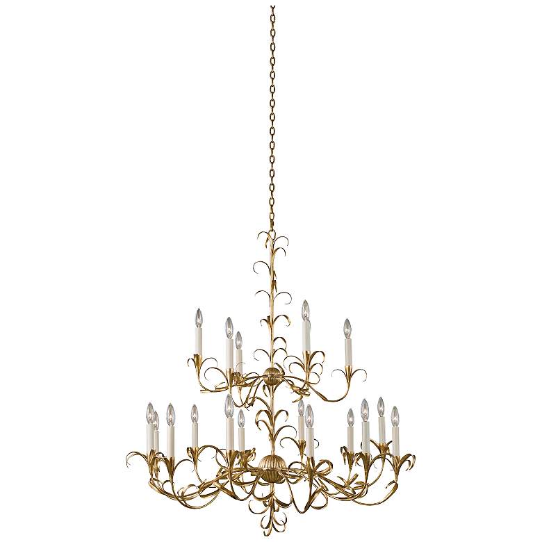 Image 1 Ainsley 44 inchW Oxidized Gold Leaf 18-Light 2-Tier Chandelier