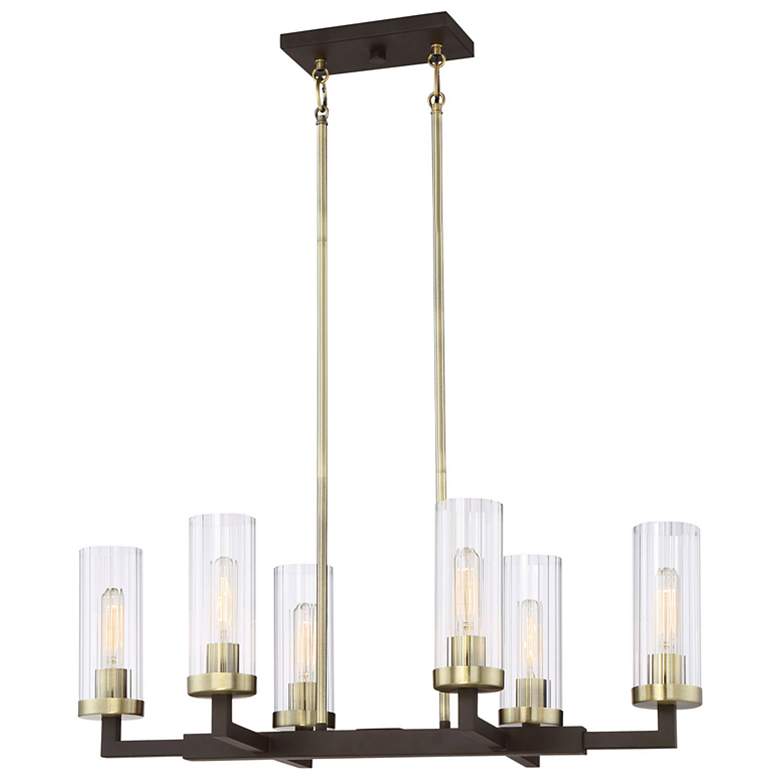 Image 1 Ainsley Court 30 1/4"W Bronze and Brass 6-Light Chandelier