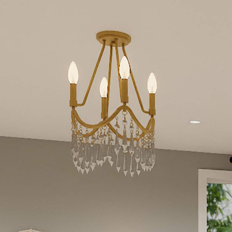 Image 1 Airedale 4-Light Aged Brass Semi-Flush Mount
