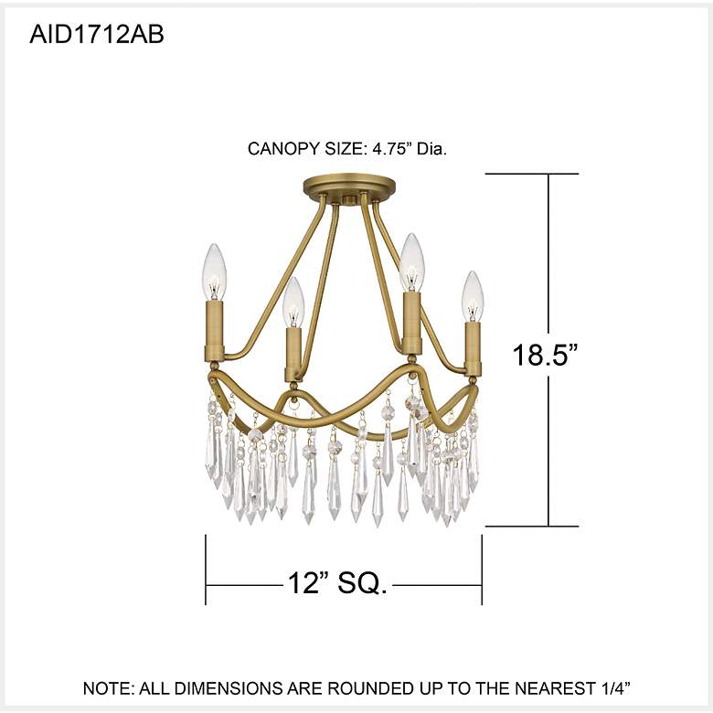Image 7 Airedale 4-Light Aged Brass Semi-Flush Mount more views