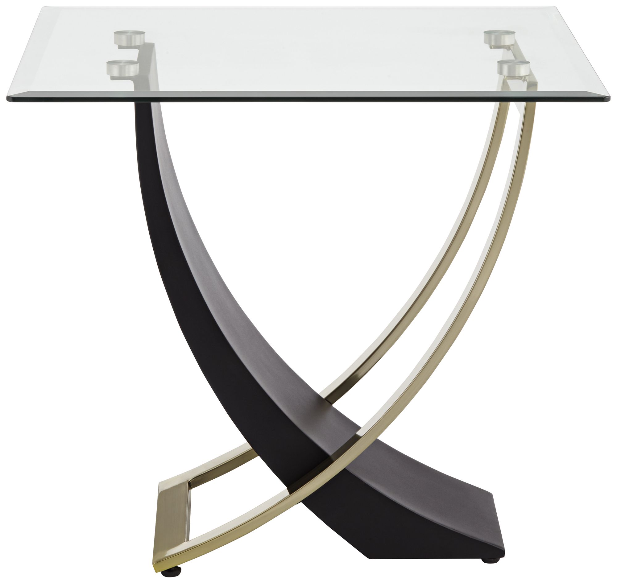 Airfoil 24" Wide Black and Brushed Gold Glass End Table 294P1