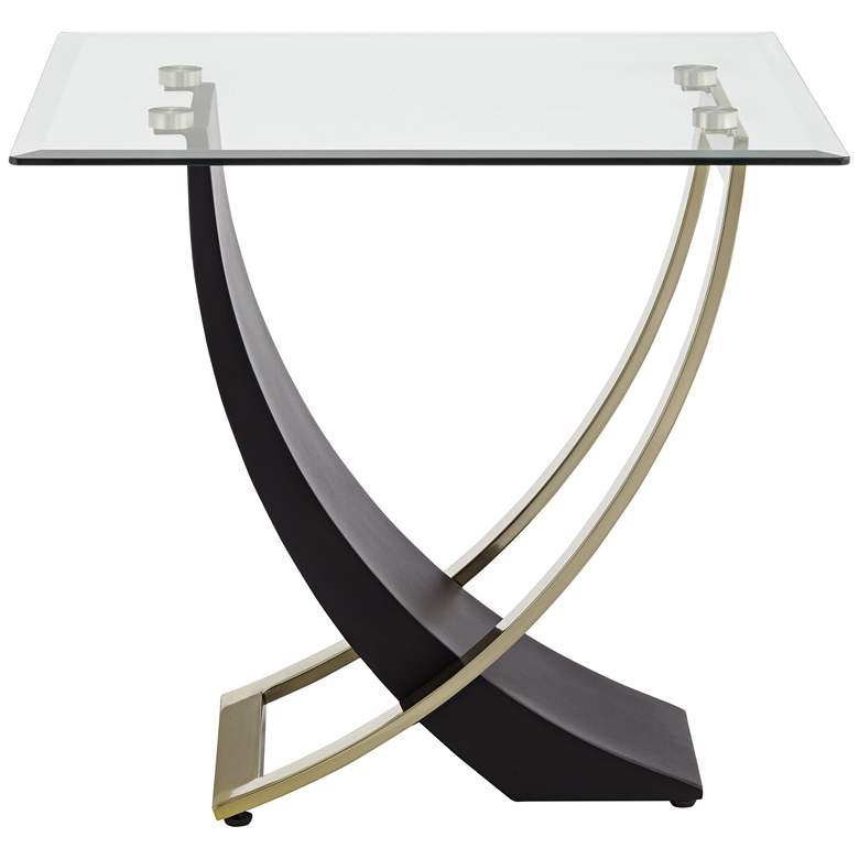 Image 2 Airfoil 24 inch Wide Black and Brushed Gold Glass End Table