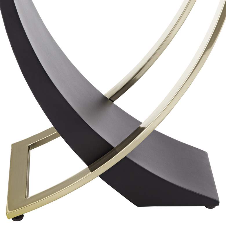 Image 7 Airfoil 24 inch Wide Black and Brushed Gold Glass End Table more views
