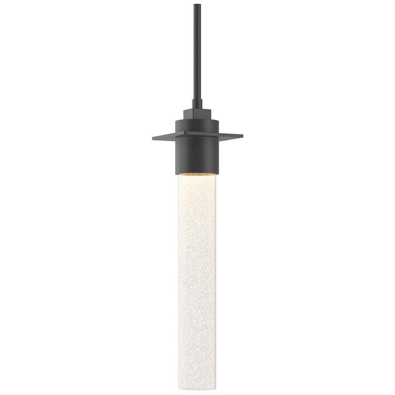 Image 1 Airis 4" Wide Small Black Mini-Pendant With Seeded Clear Glass Shade