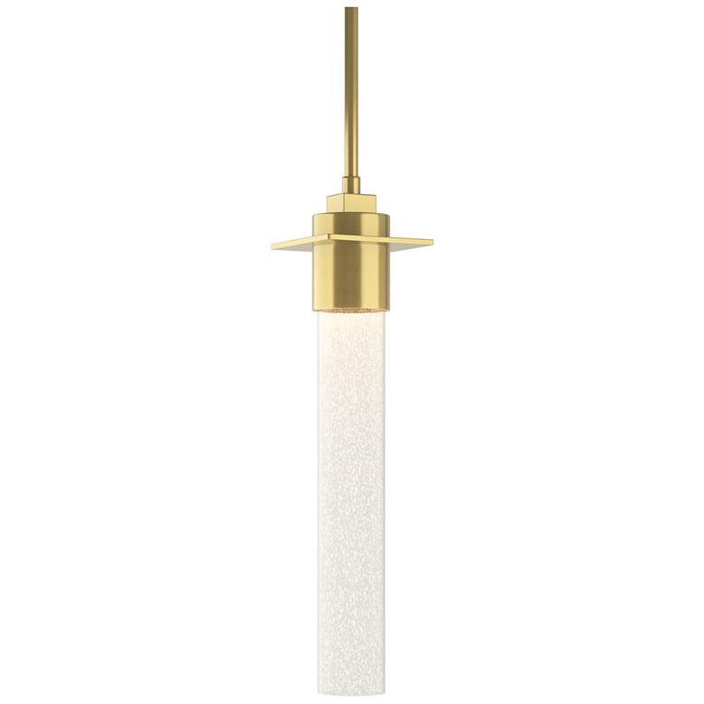 Image 1 Airis 4" Wide Small Modern Brass Mini-Pendant With Seeded Clear Glass