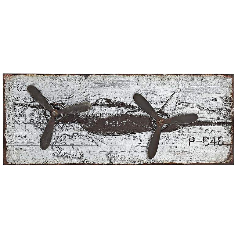 Image 1 Airplane 46 inch Wide Metal Wall Art