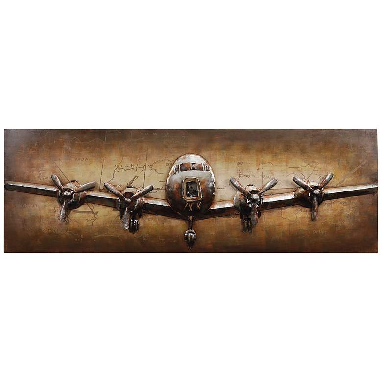 Image 2 Airplane 72 inch Wide Mixed Media Metal Dimensional Wall Art