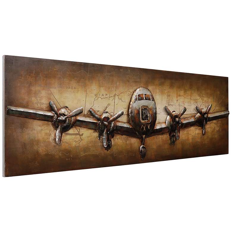 Image 5 Airplane 72 inch Wide Mixed Media Metal Dimensional Wall Art more views