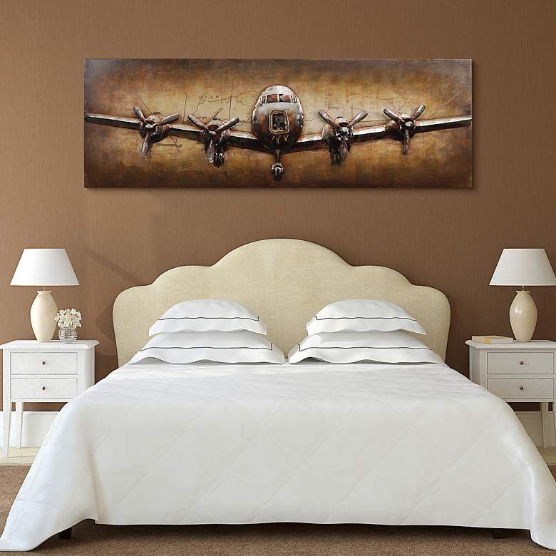 Image 6 Airplane 72 inch Wide Mixed Media Metal Dimensional Wall Art more views