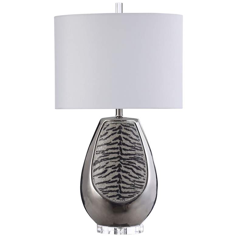 Image 1 Aisha Silver Metallic Ceramic Teardrop Table Lamp