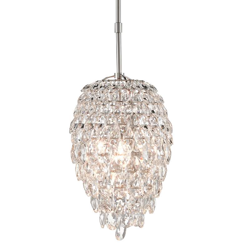 Image 2 Aisling 10 inch Wide Polished Nickel and Crystal Mini Pendant