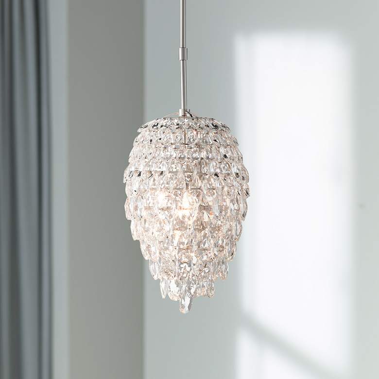 Image 1 Aisling 10" Wide Polished Nickel and Crystal Mini Pendant